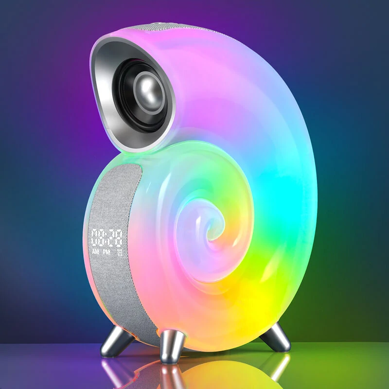Conch RGB LED Night Light Wake Up Lamp Sleep Light Smart Atmosphere Lamp Blue Tooth Clock Alarm speaker with Stereo BT Speaker (image for) Conch RGB LED Night Light Wake Up Lamp Sleep Light Smart Atmosphere Lamp Blue Tooth Clock Alarm speaker with Stereo BT Speaker